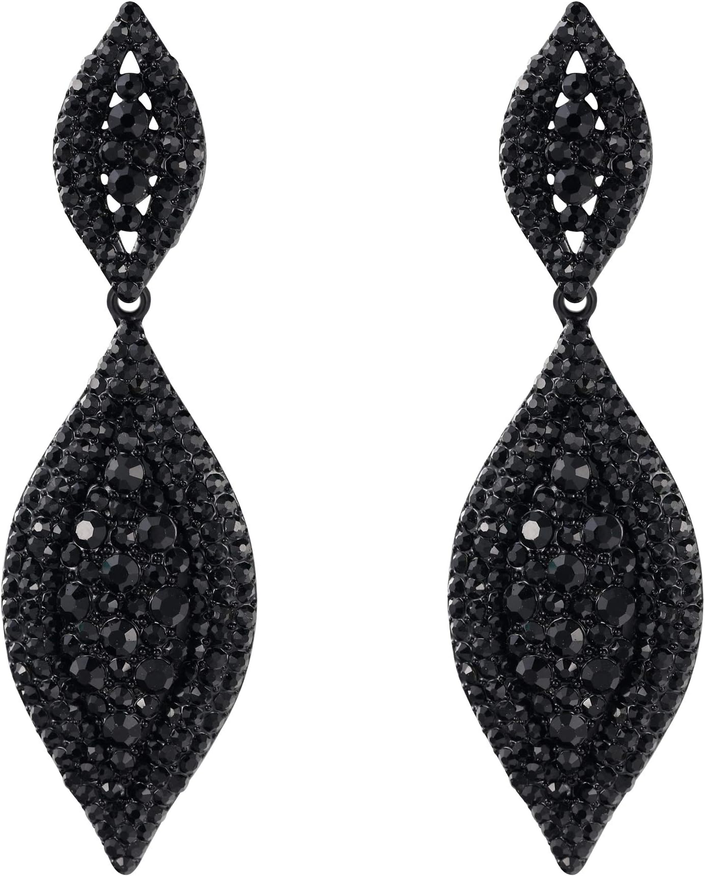 Women's Austrian Crystal Wedding Bridal Charm 2 Leaf Drop Dangle Earrings