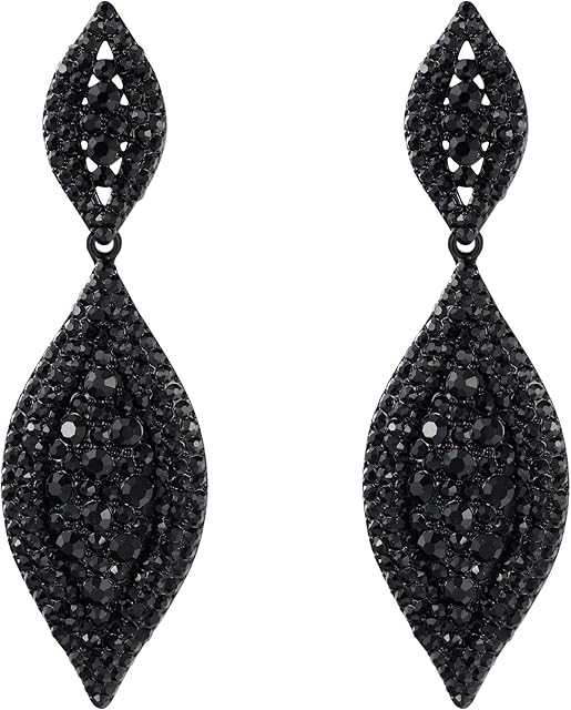 EVER FAITH Women's Austrian Crystal Wedding Bridal Charm 2 Leaf Drop Dangle Earrings