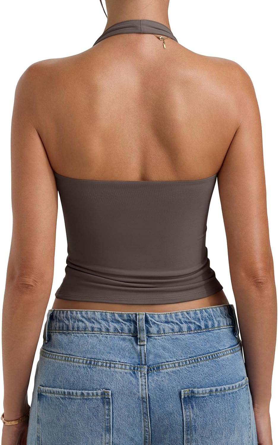 PINKMSTYLE Womens Padded Halter Tops Double Lined Sleeveless Built in Bras Backless Y2K Clothes Going Out Tops - Image 5