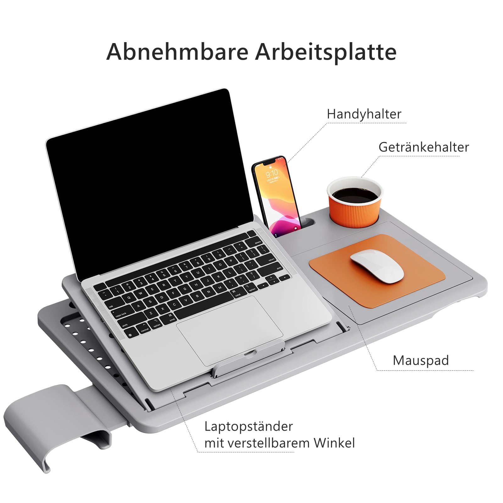 Newtral MAGICH003 Bürostuhl Ergonomisch, Ergonomischer Schreibtischstuhl, Ergonomic Office Chair PC Computerstuhl 150kg mit Kopfstütze Armlehne (MAGICH 003 + Abnehmbare Tischplatte, Grau)