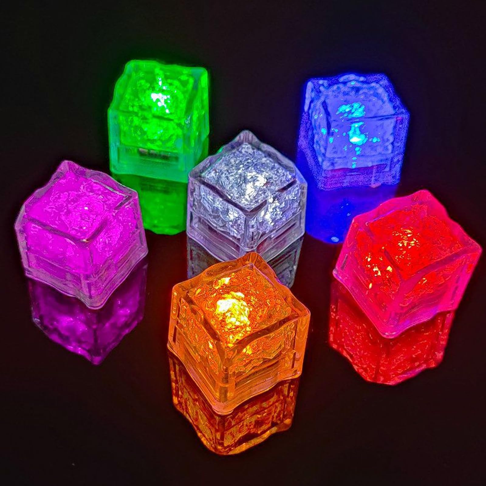 12 Cubitos de Hielo LED Colorido, Juguetes Baño para Bebés, LED Cubitos Hielo para Bañera, Cubos de Bielo con Luz de Neón, Sensor de Líquido Juguetes Ducha, Juguetes Bañera, Regalo para Niños