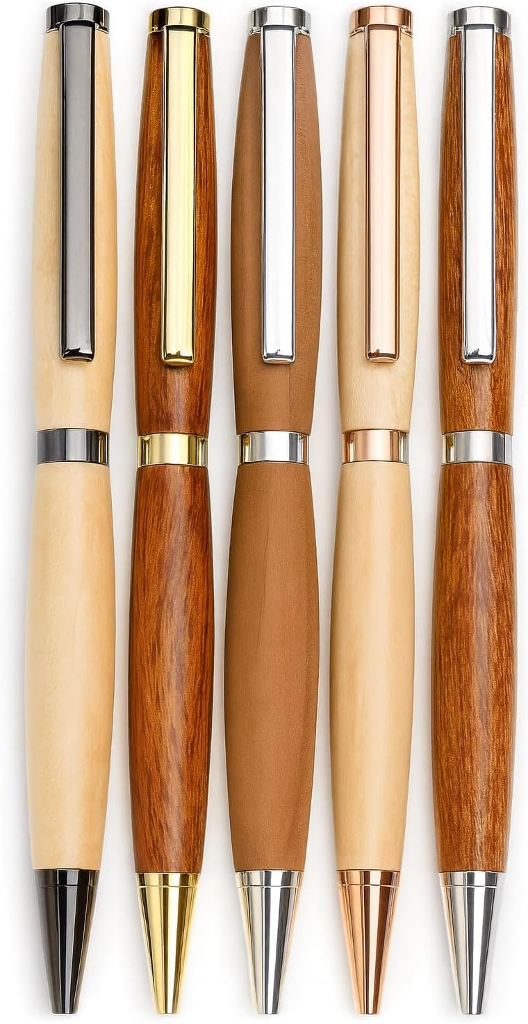 Slimline Pen Kit for Wood Turning || 50 Pack with Multiple Finishes || 7mm Twist Pen Kit (50)