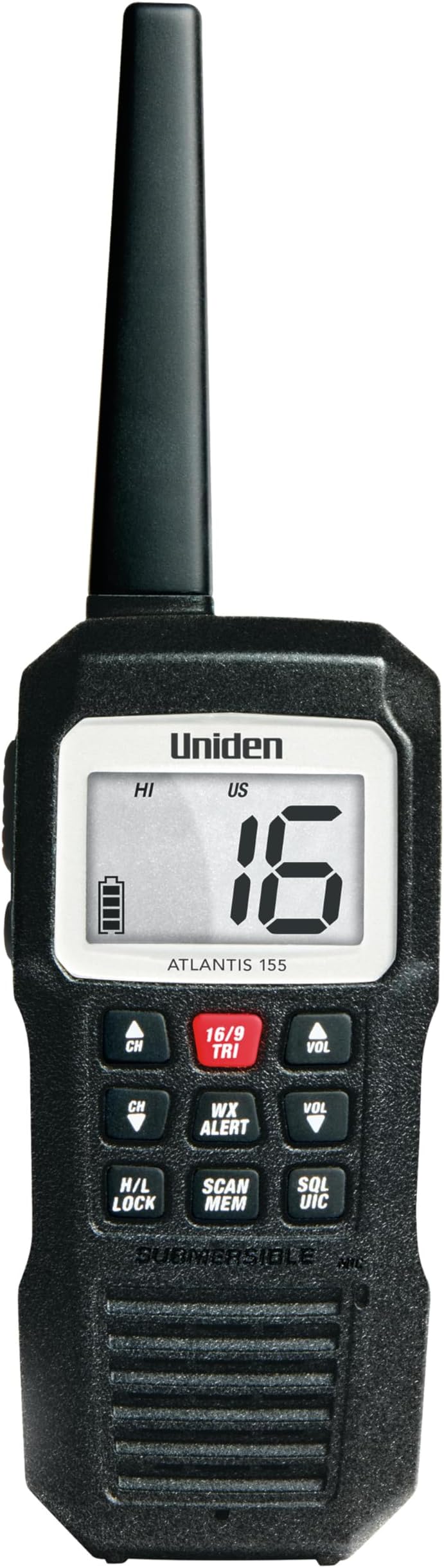 Atlantis 155 Handheld Two-Way VHF Marine Radio, Floating IPX8 Submersible Waterproof, Dual-Color Screen, All USA/International/Canadian Marine Channels, NOAA Weather Alert, 10 Hour Battery
