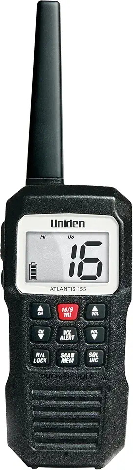 Uniden Athlands 150 portátil flutuante impermeável IPX8/JIS8 nível submersível bidirecional VHF rádio marítima