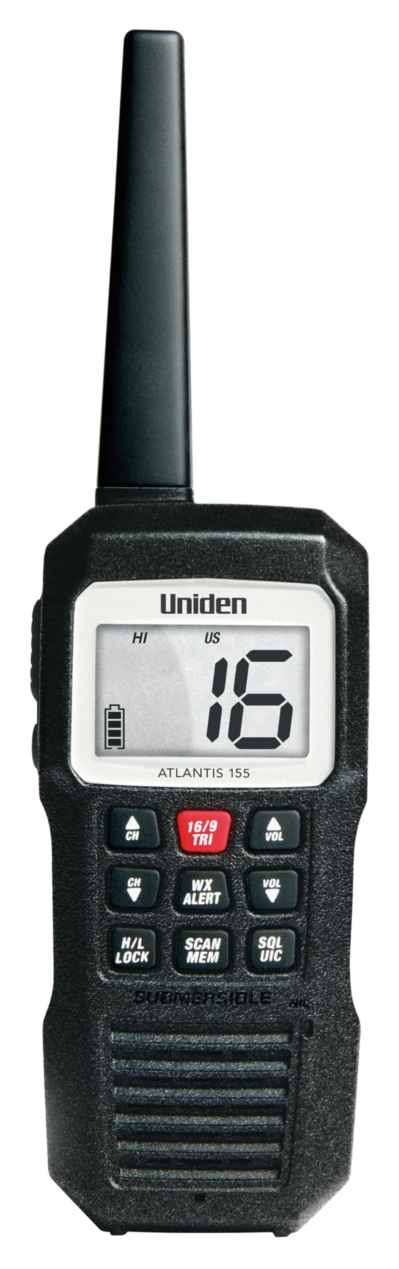 Atlantis 155 Handheld Two-Way VHF Marine Radio, Floating IPX8 Submersible Waterproof, Dual-Color Screen, All USA/International/Canadian Marine Channels, NOAA Weather Alert, 10 Hour Battery