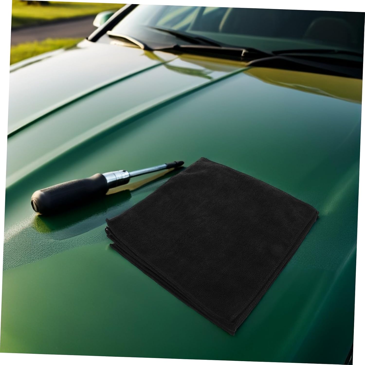 POPETPOP 10pcs Black Microfiber Cleaning Cloths 30x30cm Car Wash Towels Reusable Automotive Cleaning Supplies for Interior Polishing and Exterior Detailing