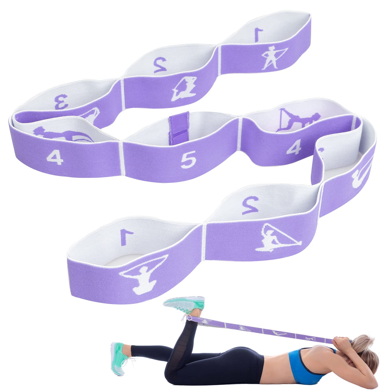 CLOPAE Fascia Yoga Elastico Fasce di Resistenza 9 anelli Elastici Fitness Bande Yoga Elastico Pilates Stretching Cinghia Sportiva Altamente Elastica