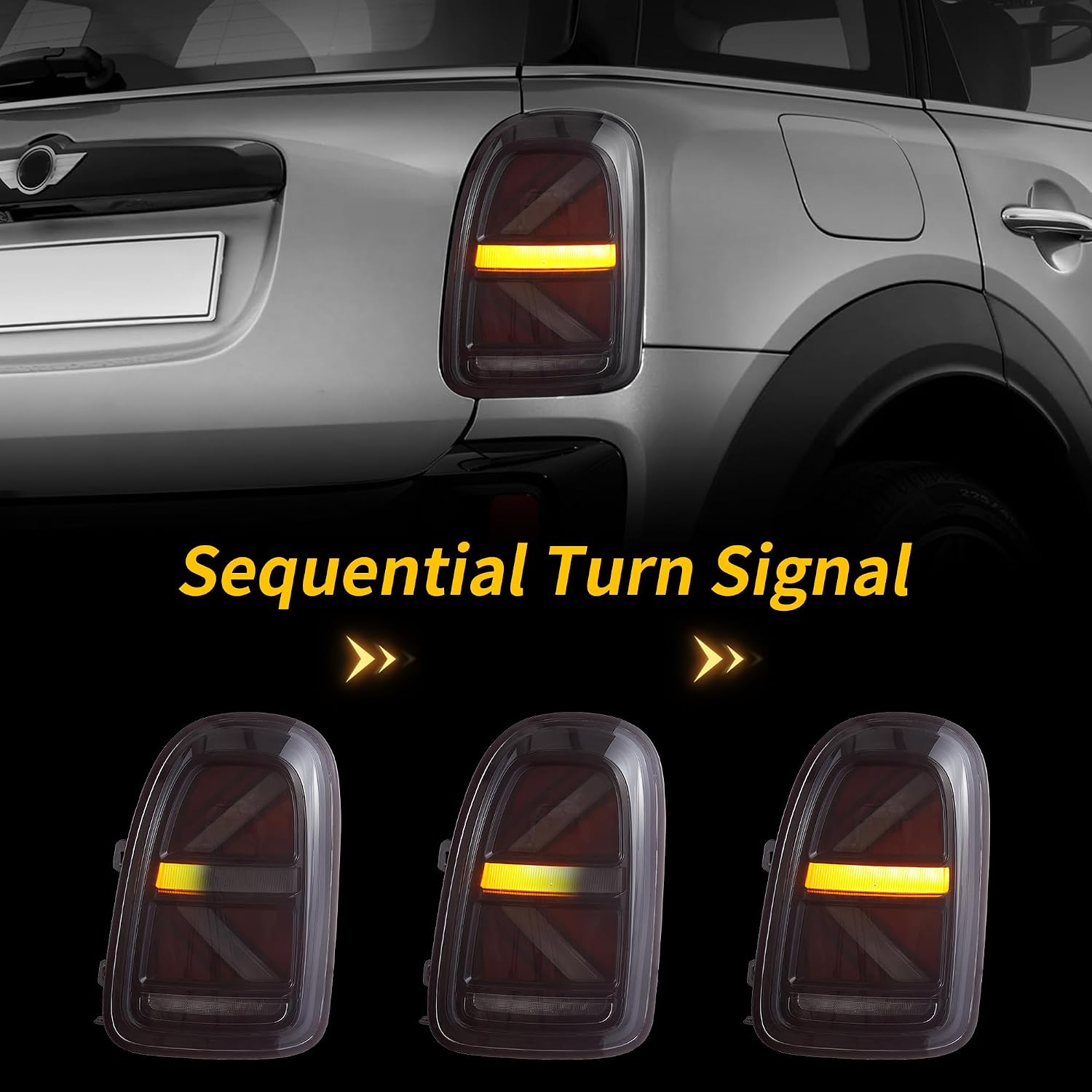 VLAND LED Tail Lights For Mini Cooper Countryman F60 2017-2024 2nd Gen, With Startup Animation, Red and Smoked Lens Rear Lamps Assembly
