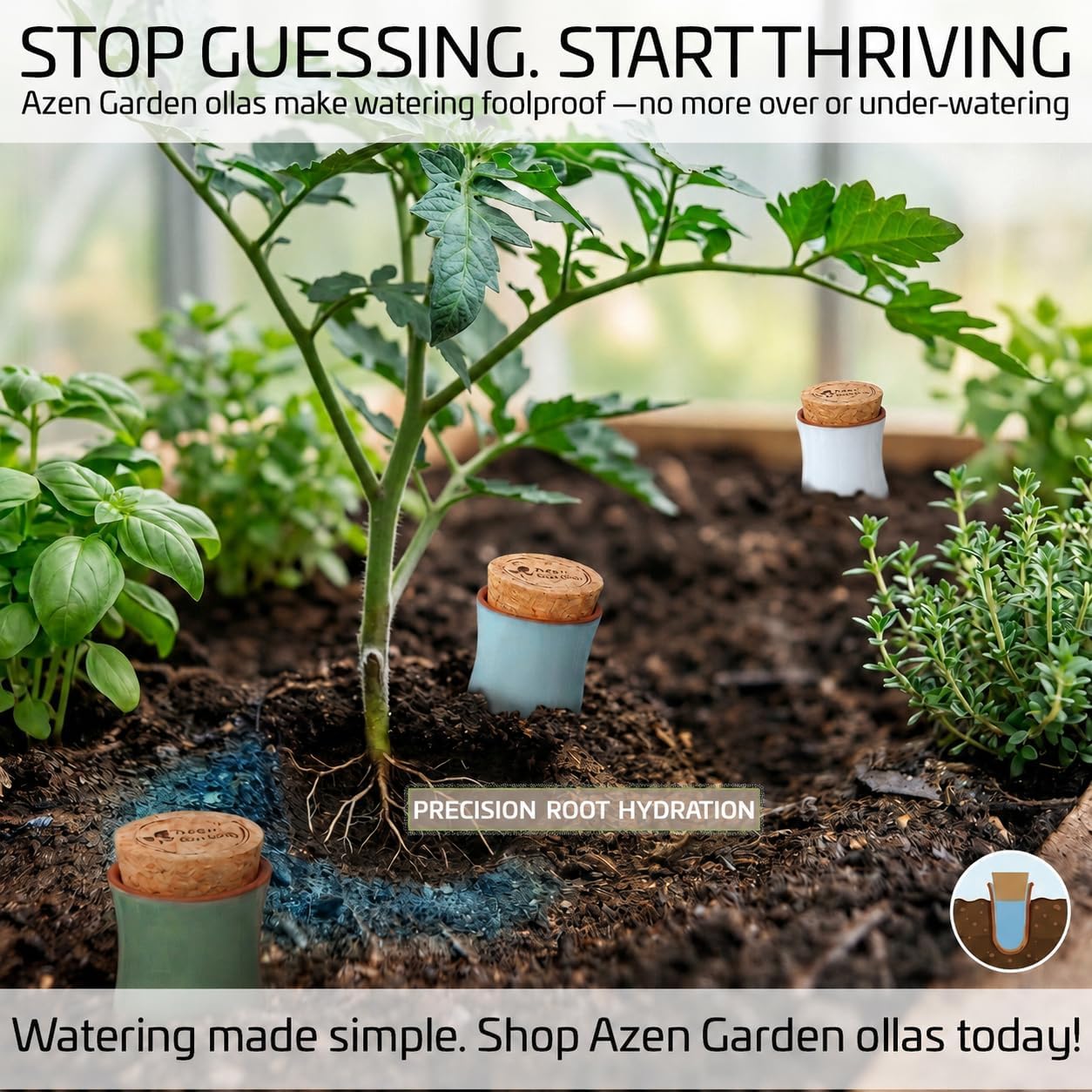 Olla Plant Watering Globes - Ollas Terracotta Self Watering Planter Insert - Watering Bulbs for Indoor and Outdoor Plants with Easy Top Refill System - Set of 8 image 4