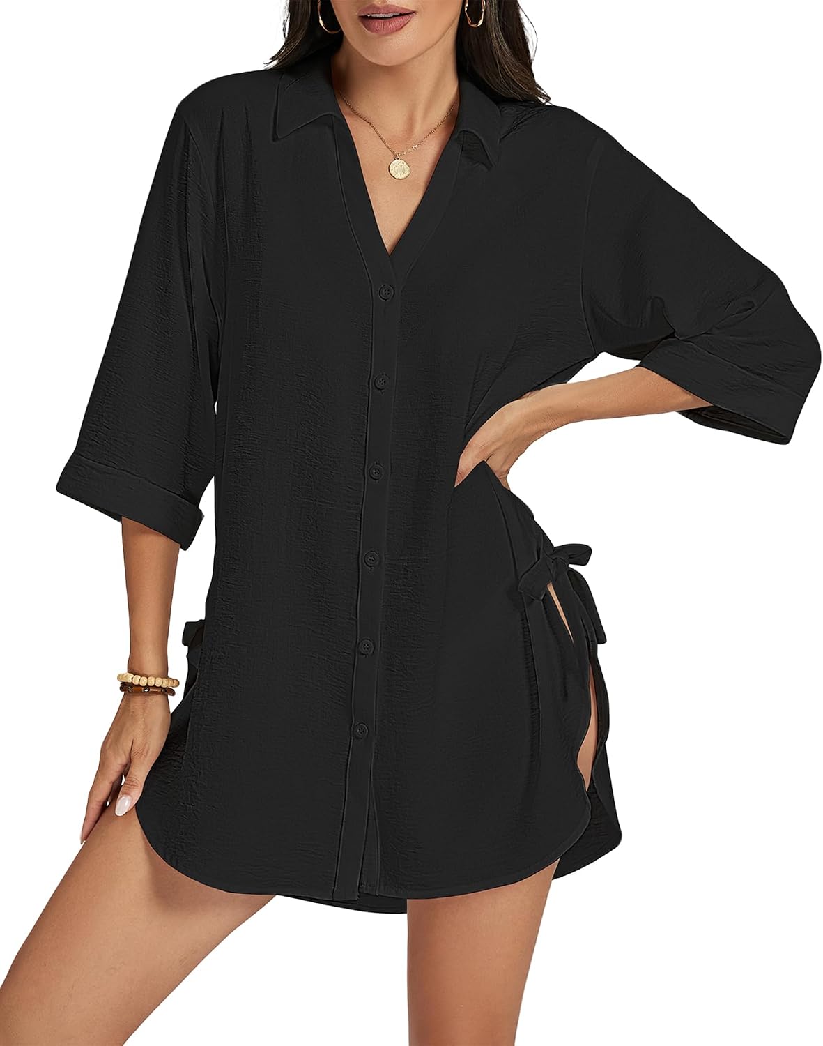 Bsubseach Swimsuit Coverup for Women Shirt Dress Beach Cover Ups Vacation Outfits with Side Straps