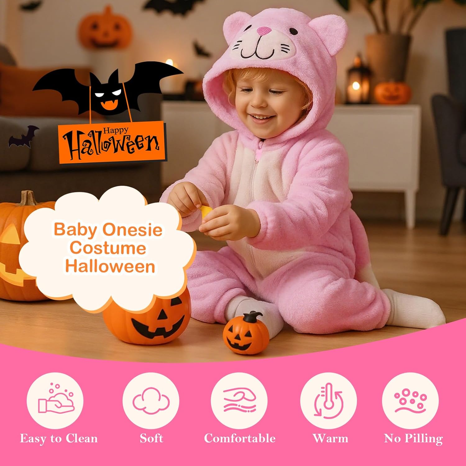 LiuSuper Unisex-Baby Animal Flannel Hooded Romper for Infants Toddlers 0-4T Halloween Winter Jumpsuit for Boys Girls - Image 4