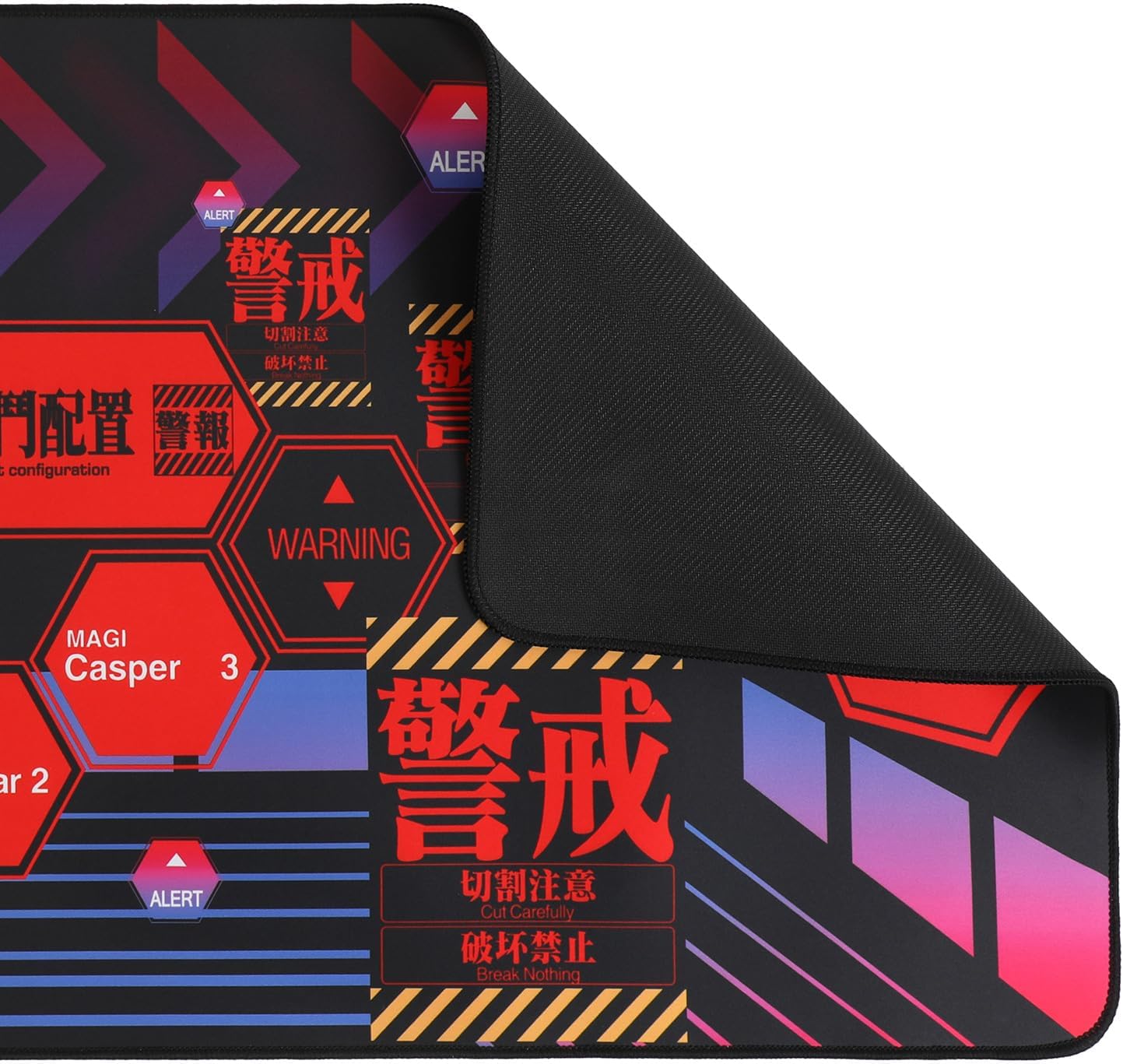 Mouse pad - Evangelion NERV-Inspired Alert UI Design, Large 35.4"x15.7"