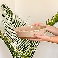 Vista 7 de MORA Molde de cerámica para hornear – 9 pulgadas – Plato profundo y estriado para tarta de manzana antigua, quiche, tartas, tartas, etc. – Plato