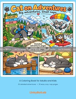 PROOF: Cat on Adventures: A Coloring Book of Big Adventures & Cozy Naps ...