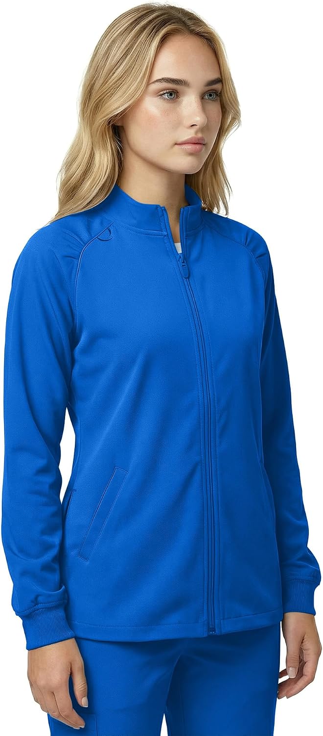 Natural Uniforms Women’s Zip-Front Raglan Warm-Up Jacket – 4-Way Stretch, Moisture-Wicking, Modern Fit–Medical Scrubs Jacket