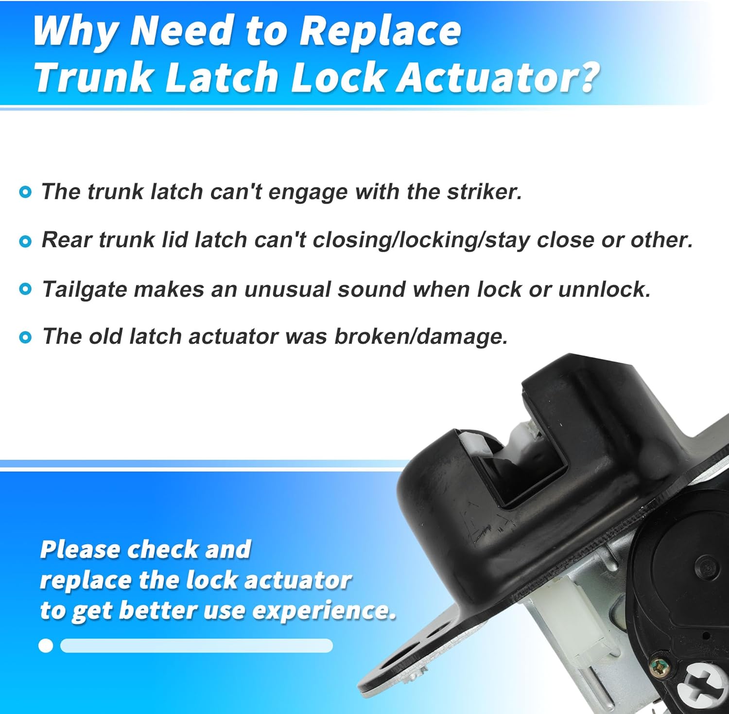 No.4589243AG Rear Trunk Latch Lock Actuator for Dodge Grand Caravan 2008-2020 for Dodge Journey for Chrysler Town & Country for Ram C/V for Jeep Commander Trunk Boot Lock Actuator