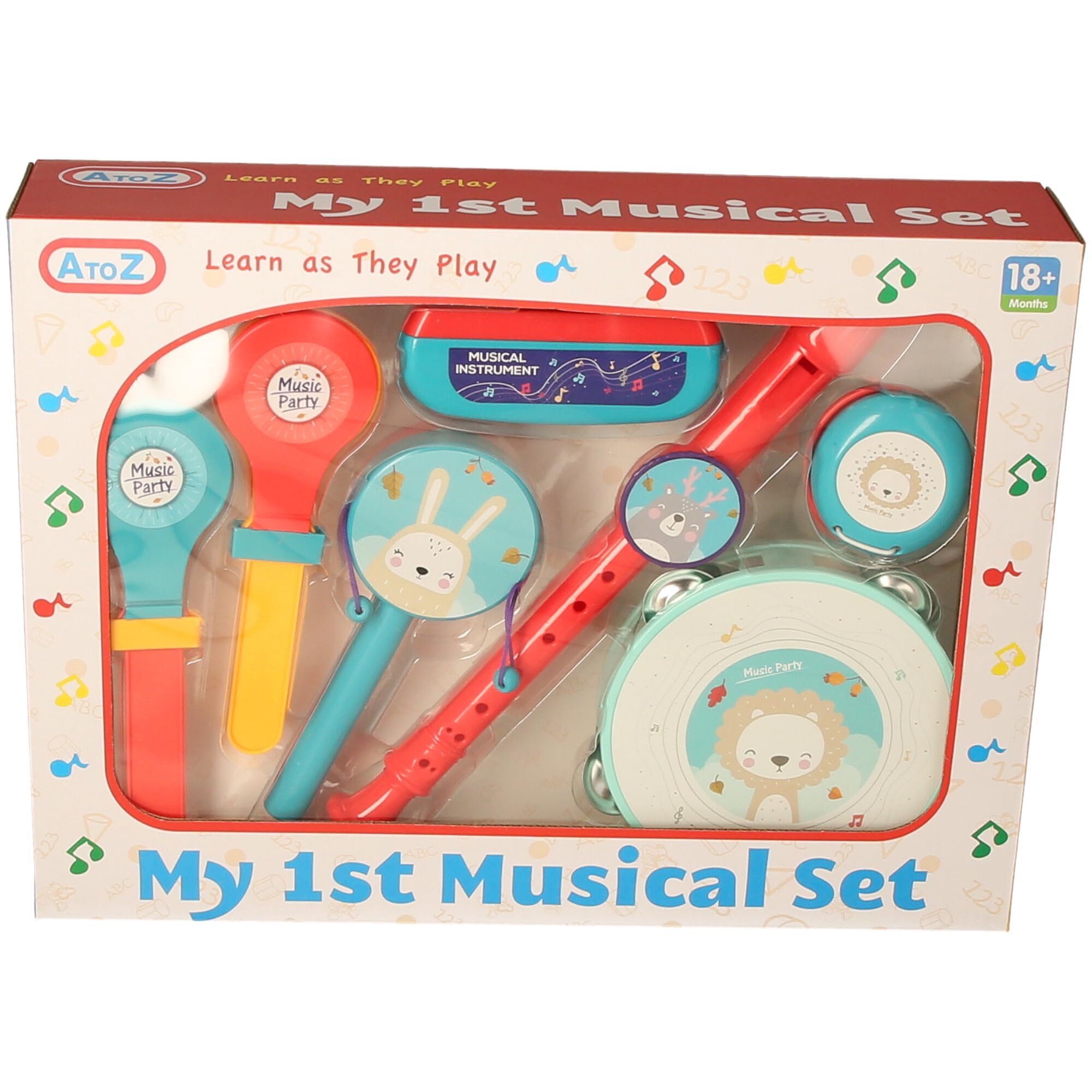 A to Z My 1st Musical Set, Baby Musical Instruments Toy Set, 18+ Months, Coral and Turquoise, Standard - Image 2
