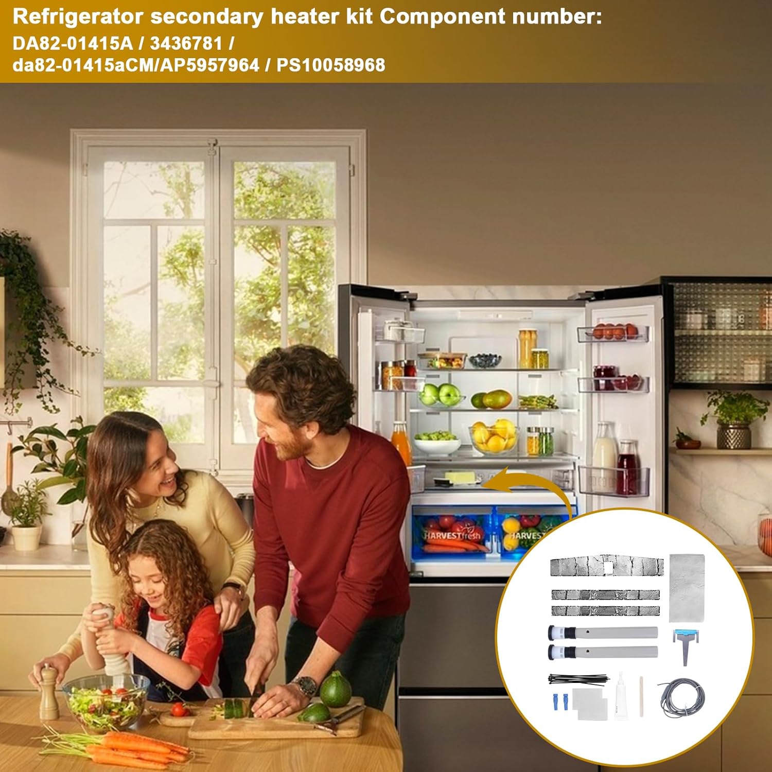 DA82-01415A Replacement for Samsung Refrigerator Leak Repair Kit Part # AP5957964 PS10058968 3436781 EAP10058968 Refrigerator Leak Secondary Heater and Moisture Barrier Kit - Instructions included