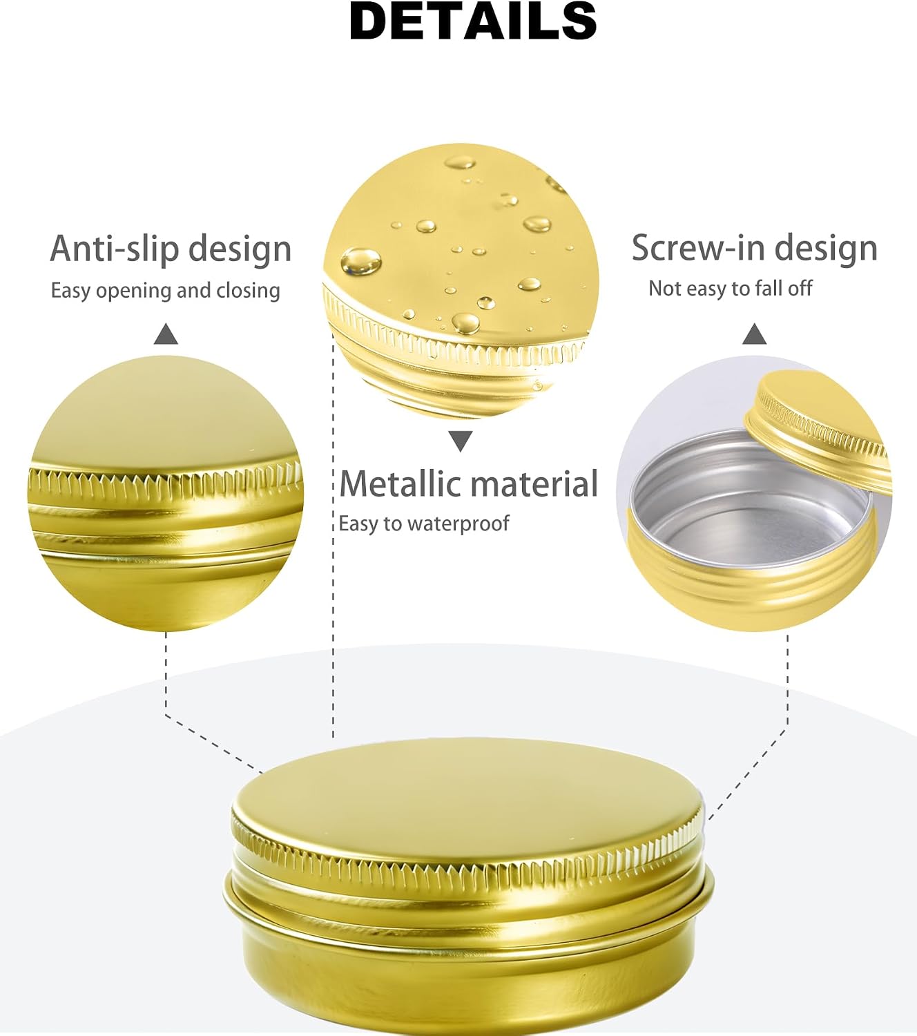 LJY 28 Vintage Gold Aluminum Tins, 1 oz/30 mL for Lip Balm image 3