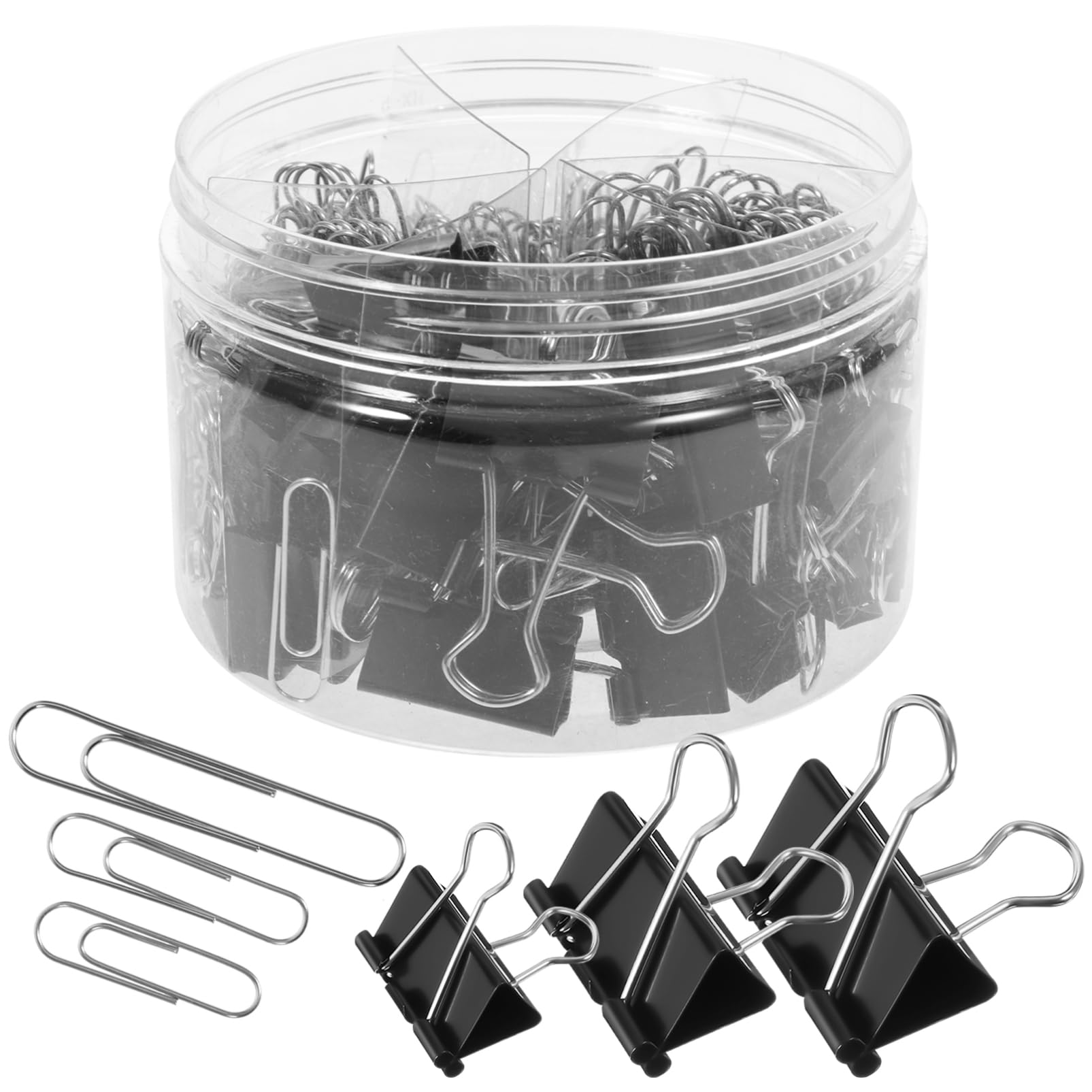 SHINEOFI 4 Scatole graffette multifunzione clip fermacarte clip metallo clip per fogli clip argentate l'ufficio asse cavo Totale cartelline portadocumenti porta graffette clip d'ufficio pp