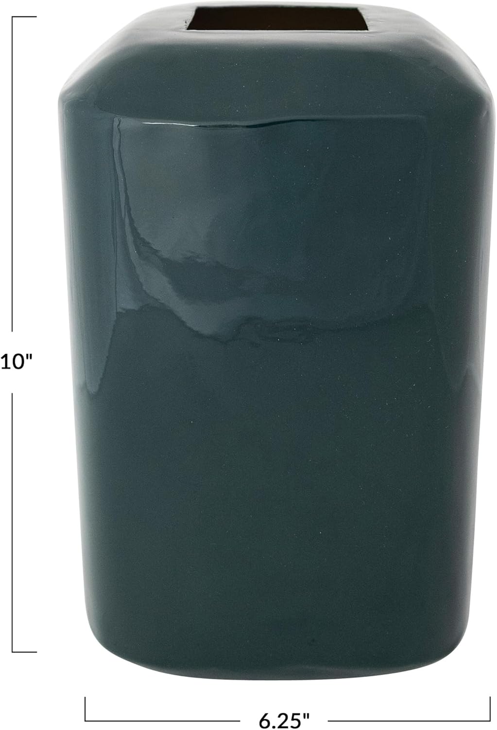 Creative Co-Op Square Enameled Metal Vase, Green Finish