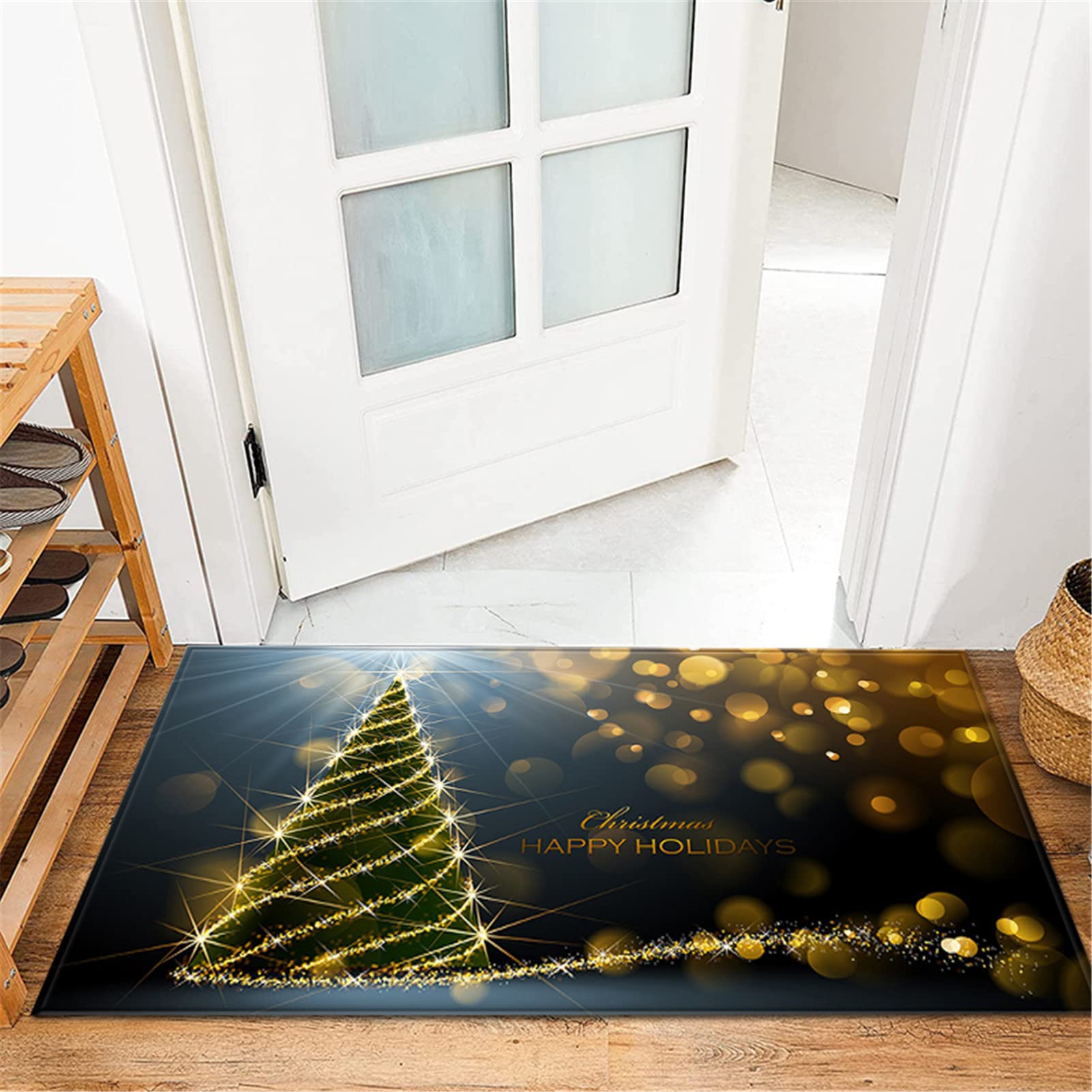 Tappeto Runner Natalizio Antiscivolo per Corridoio Cucina Soggiorno, Zerbino Natalizio Morbido Poliestere, Tappeto Entrata Interno di Benvenuto per Decorazioni Natalizie,5,60x180cm/23.6"x70.8"