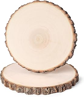 2Pcs Unfinished Wood Slices for Centerpieces(6-7/In,0.7In Thickness),with Tree Bark Wood Circles for Tables Decor Rustic Wooden Circles for Crafts, Christmas Ornaments, Weeding,DIY Crafts