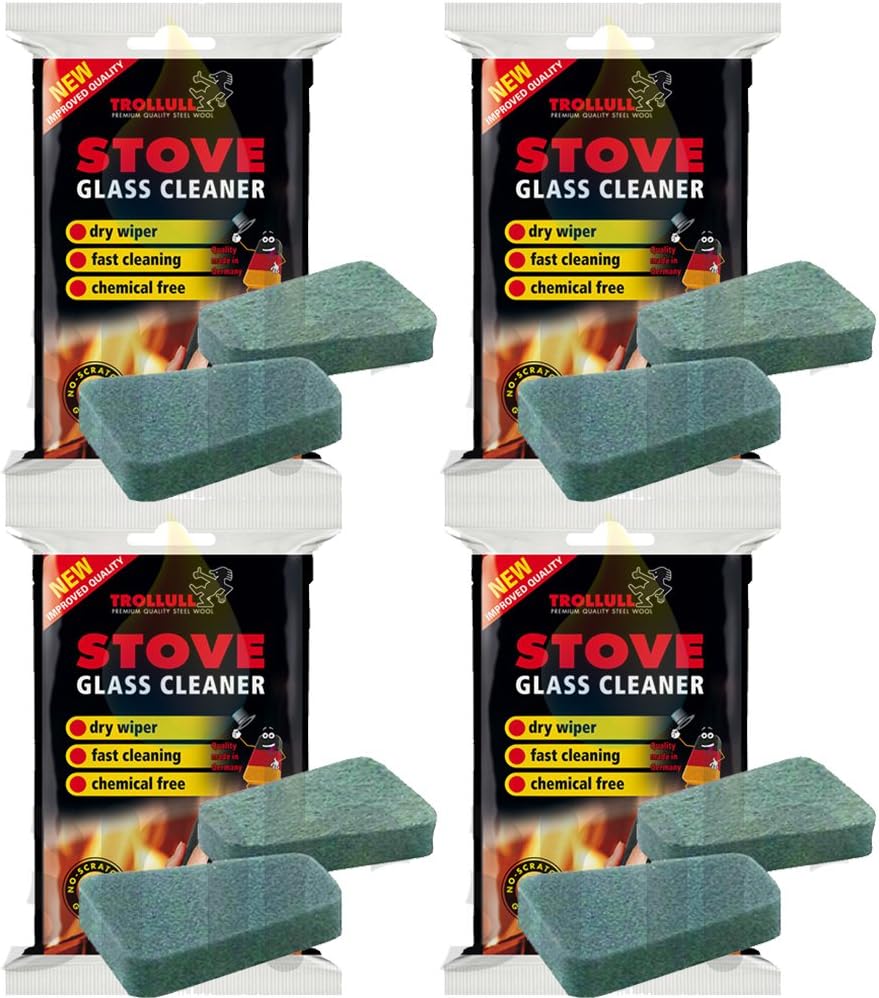 X4 Trollull Cleaner Pads for Stove Glass 2 in A Pack Rakso Stove Glass Cleaner 8 Pads in Total