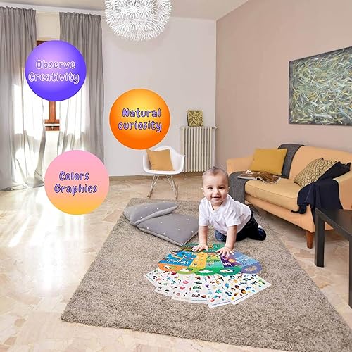 Miniatura 12 de Libro de calcomanías reutilizables, calcomanías de animales, duraderas y no adhesivas, adhesivos para ventanas para niños, calcomanías educativas