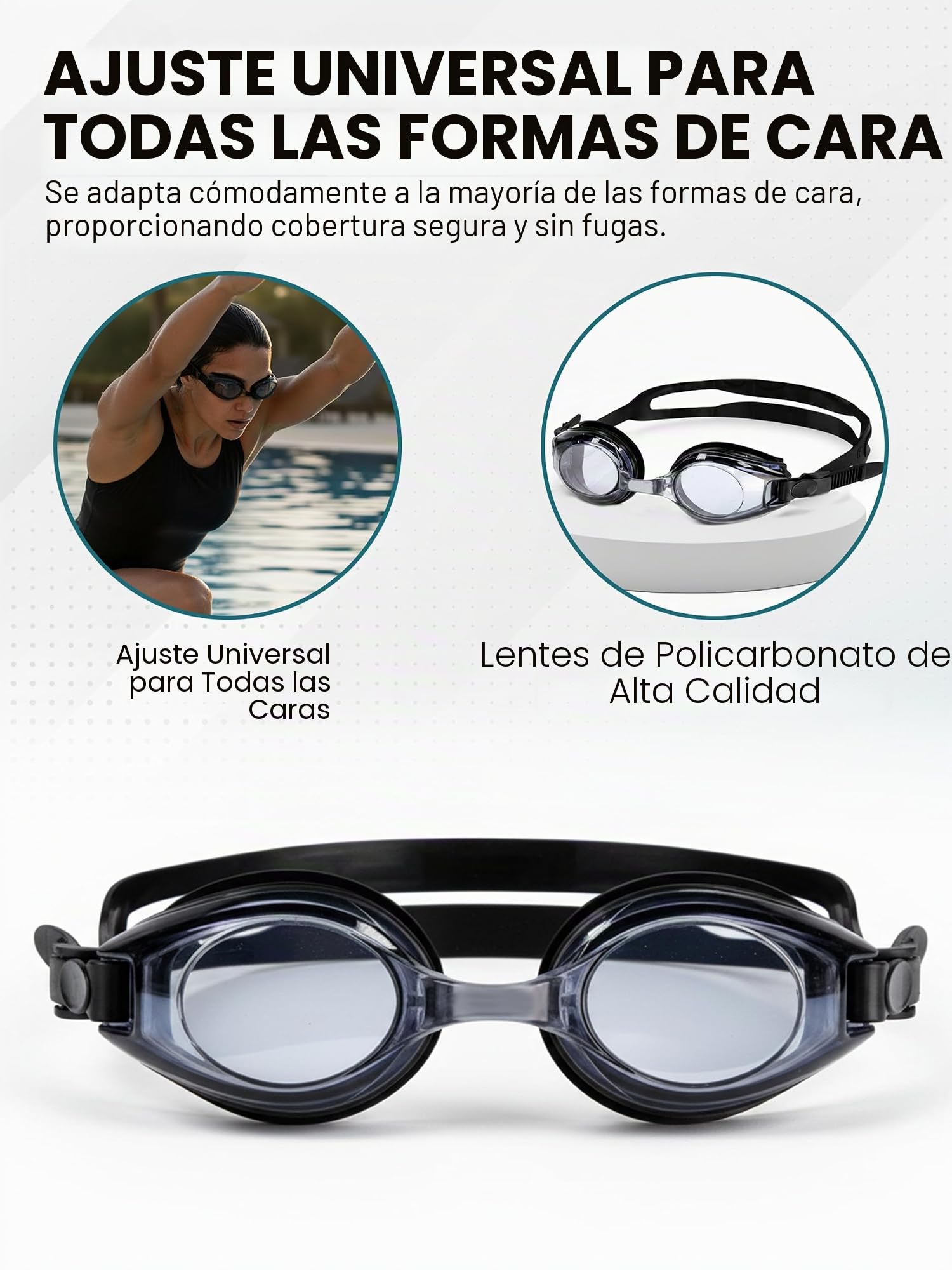 SPORTS WORLD VISION Gafas de natación ópticas | Unisex impermeables Gafas de buceo para adultos dioptrías positivas y negativas | Protección UV antivaho, visión nítida y gran angular | Ajuste cómodo
