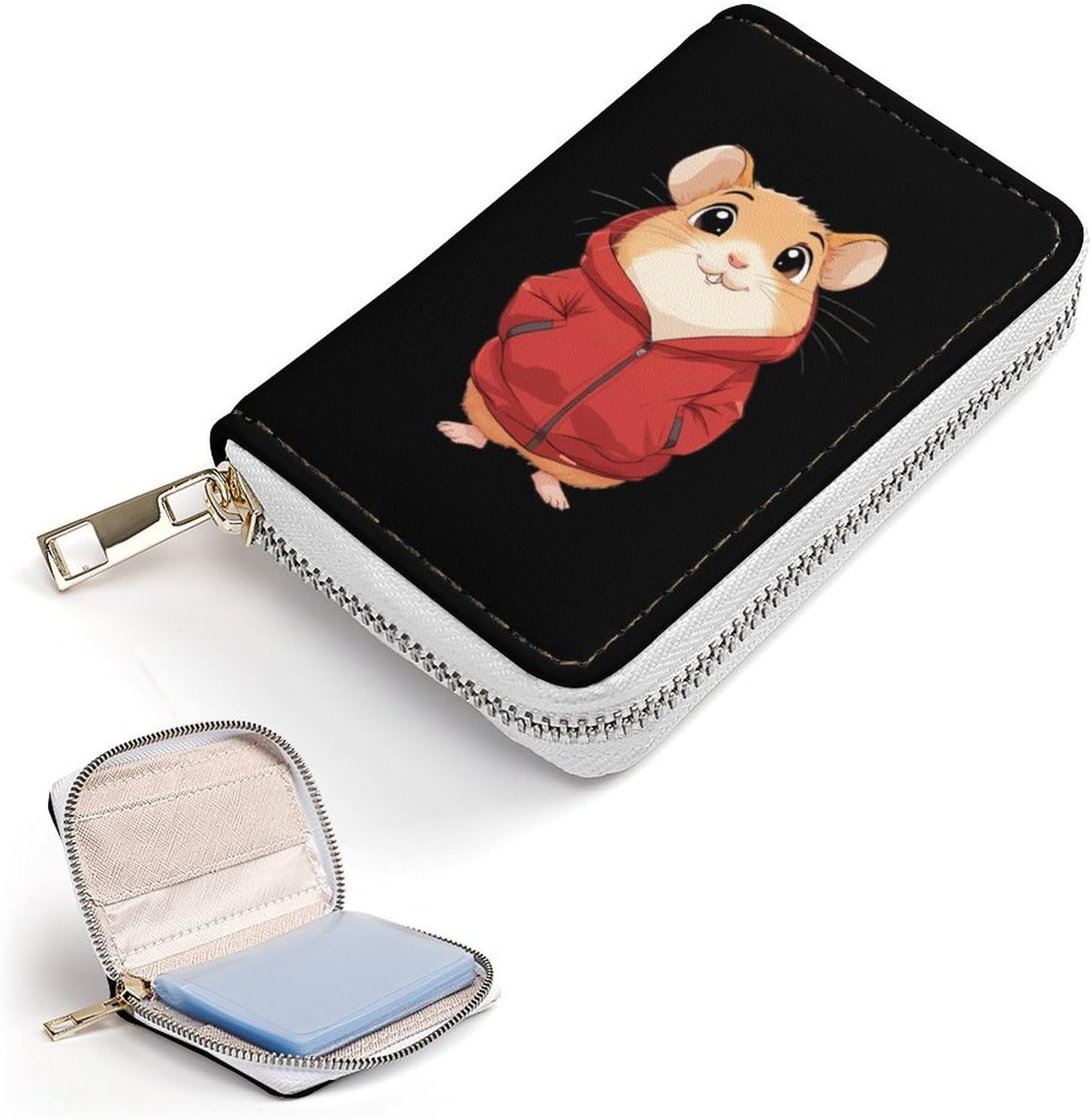 Hamster Wearing A Red Jacket Small Business Credit Card Holder Wallet with 20 Card Slots Case Coin Purse Pouch