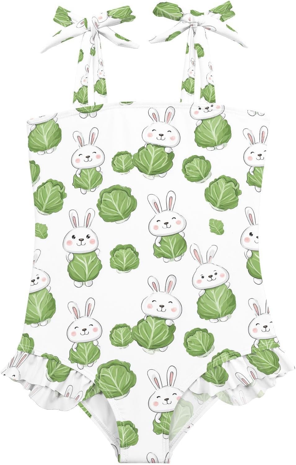 visesunny Toddler Girl Swimsuit Adjustable Strap Swimwear Rabbit Cabbage Dress Bathing Suits for Girls 18M-6Y