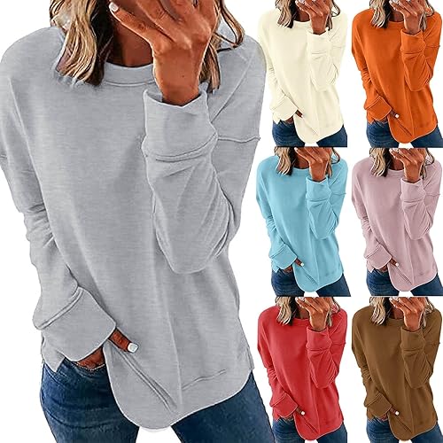 Miniatura 6 de Handyulong Sudaderas para mujer, sudadera casual de manga larga con cuello redondo y estampado a rayas
