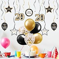 Vista 100 de Juego de decoraciones para fiesta de cumpleaños número 16, serpentinas moradas con soporte de globo de mesa morado, decoraciones de fiesta