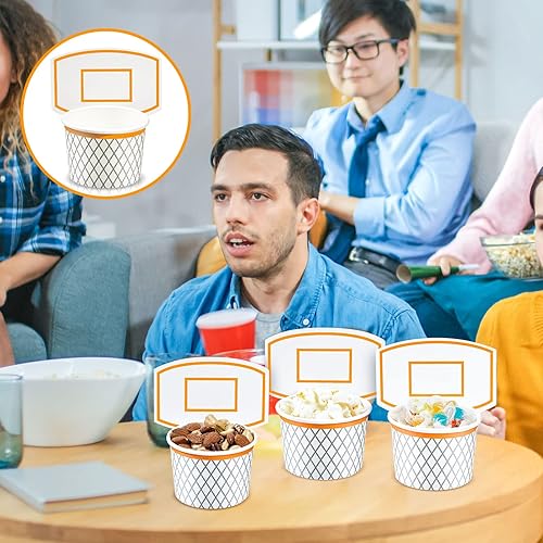 Miniatura 5 de Vasos de baloncesto para aperitivos, decoraciones de fiesta de baloncesto, suministros de fiesta de baloncesto para niños, tazas de fiesta temática