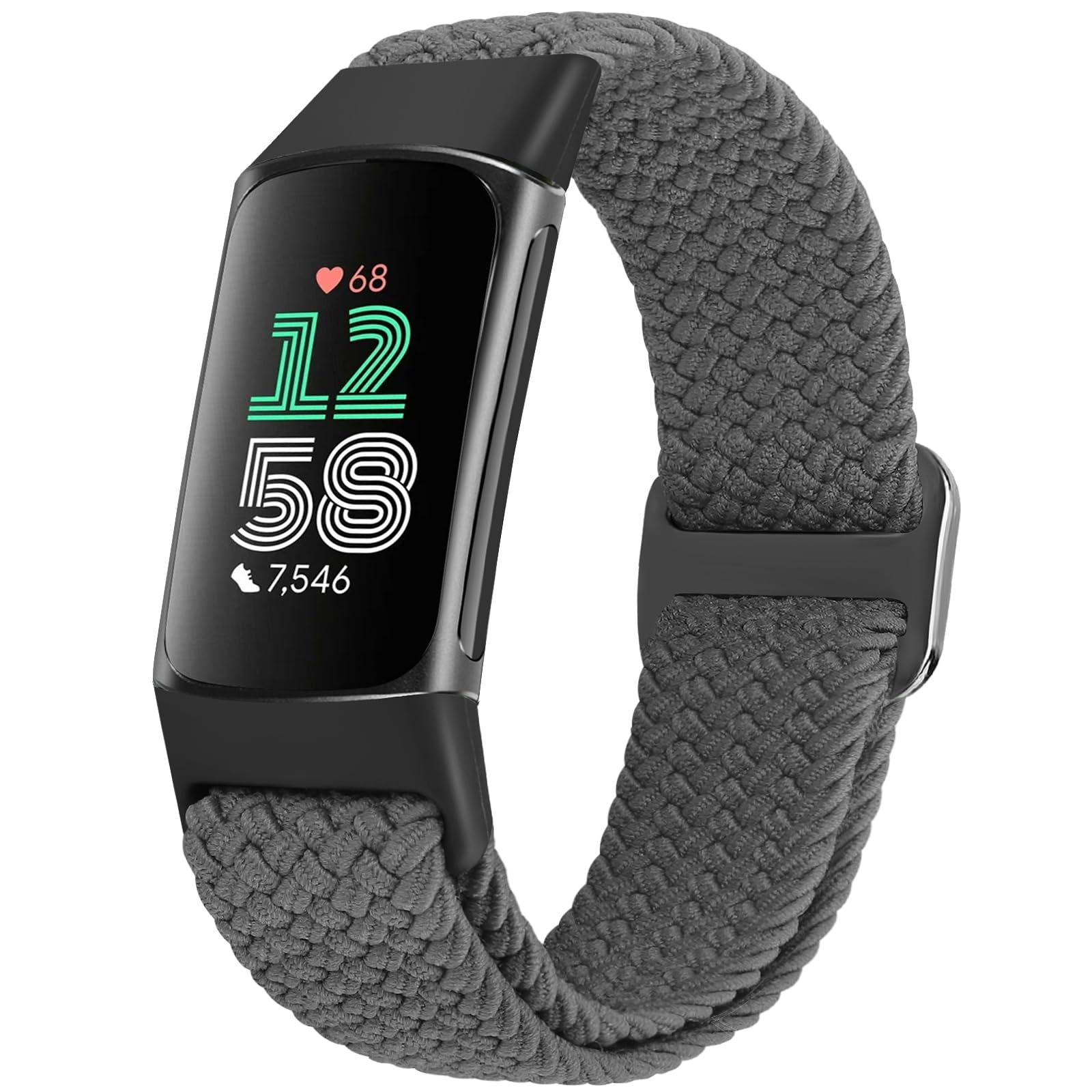 WNIPH Braided Strap Compatible with Fitbit Charge 6/Fitbit Charge 5 Straps for Women Men, Adjustable Elastic Nylon Wristband Stretchy Replacement Bands for Charge 6/Charge 5