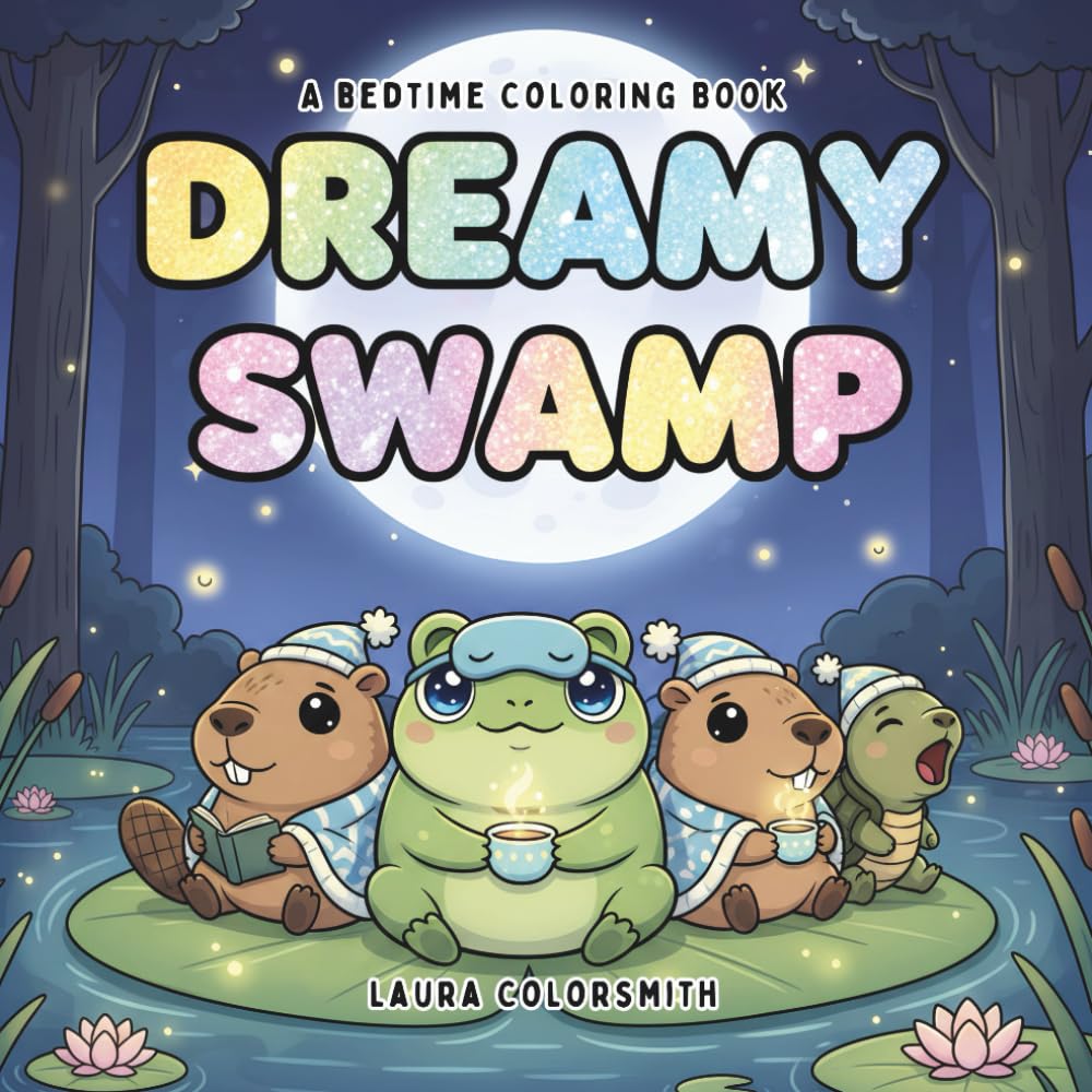 Dreamy Swamp - A Bedtime Coloring Book: Cozy Swamp Creatures, Starry Skies, and Gentle Bedtime Scenes for Relaxation and Sweet Dreams (Coloring book for kids: Bedtime)