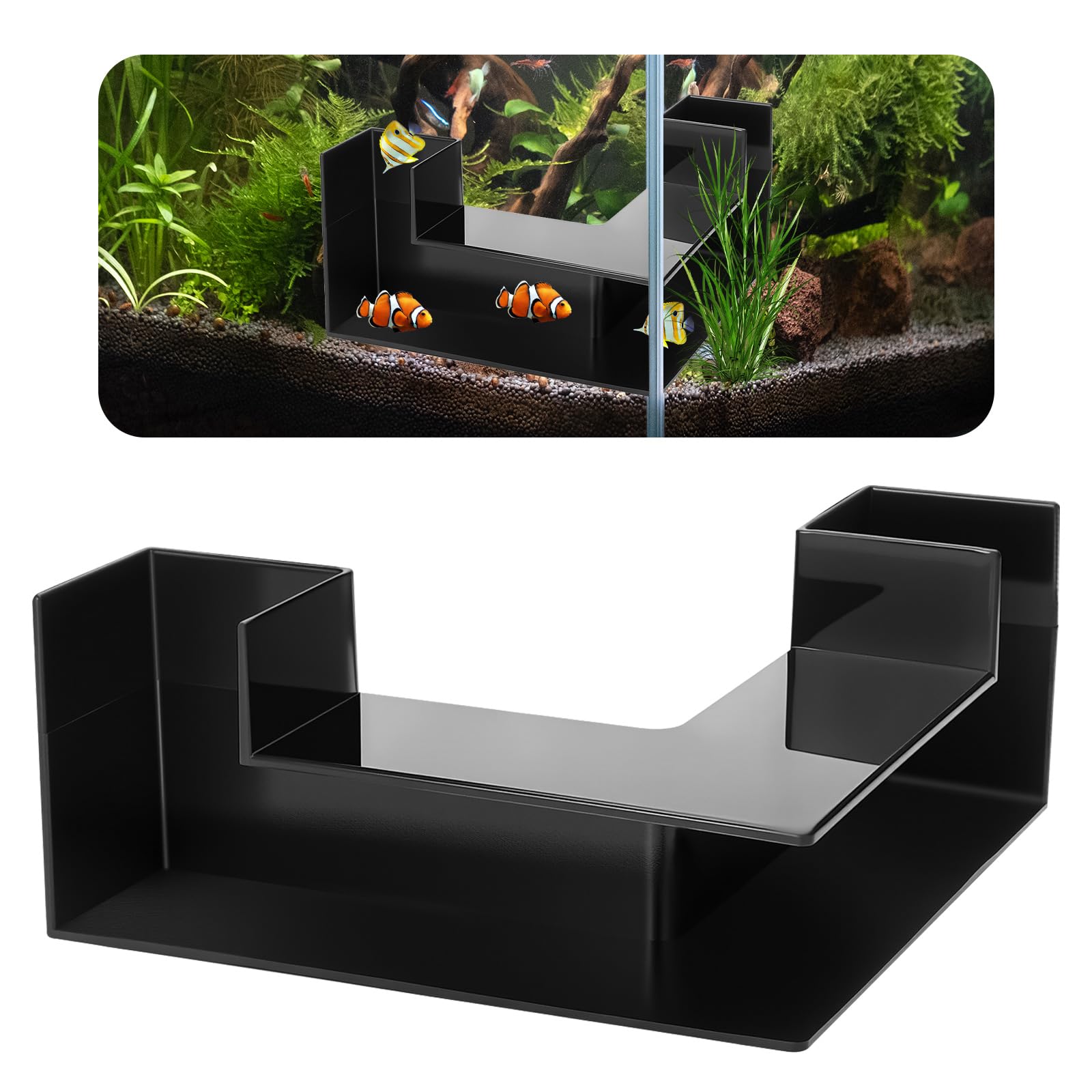 Dual-Entrance Aquarium Tunnel Aquarium Cave Hideout 360 Viewing Black Shrimp Cave Fish Tank Tunnels Aquarium Underground Tunnel Substrates
