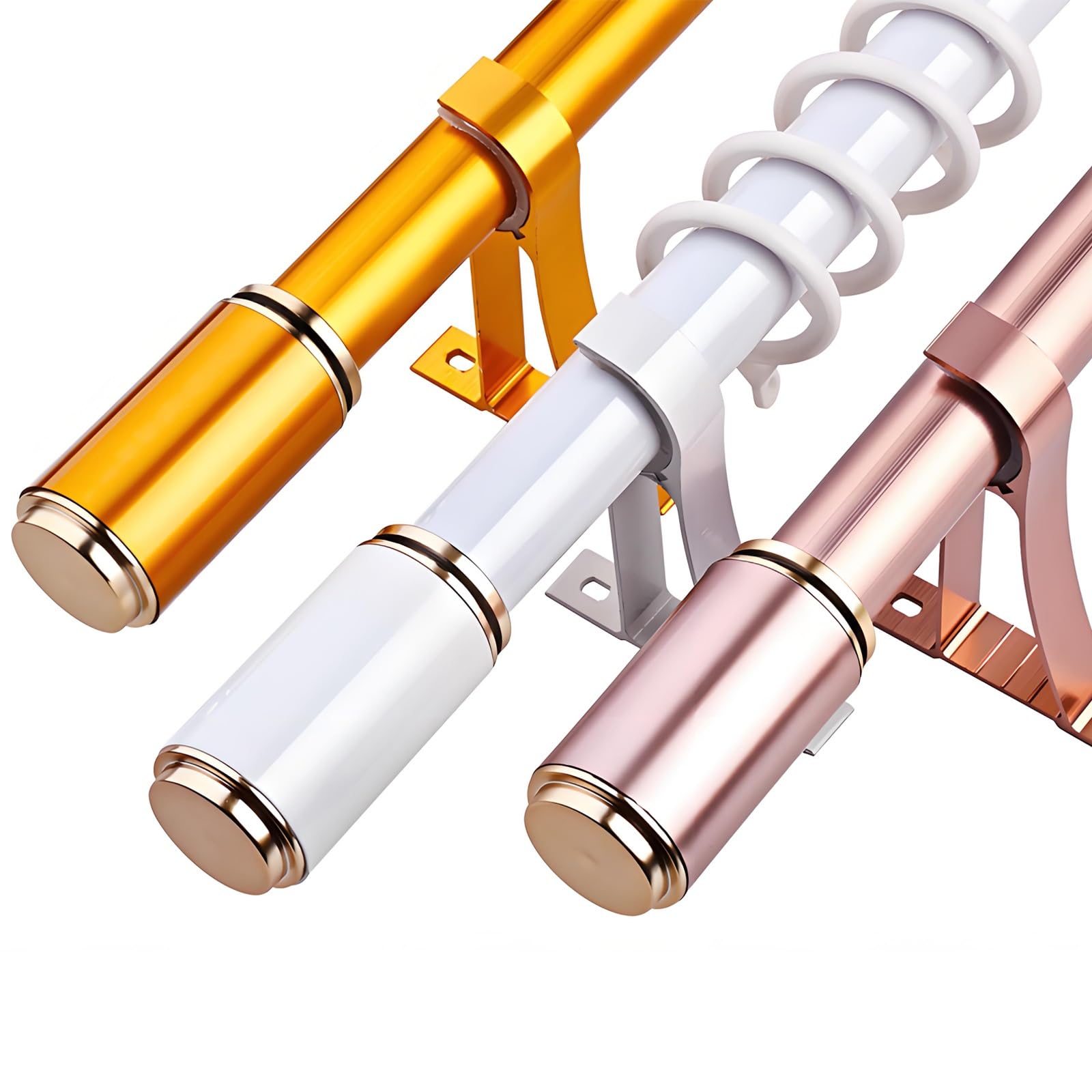 LTSRLL Heavy Duty Curtain Rods For Windows 39" To 126" Modern Indoor/Outdoor Drapery Pole For Bedroom, Living Room, Patio, Farmhouse(Rose,110cm/3.6ft)