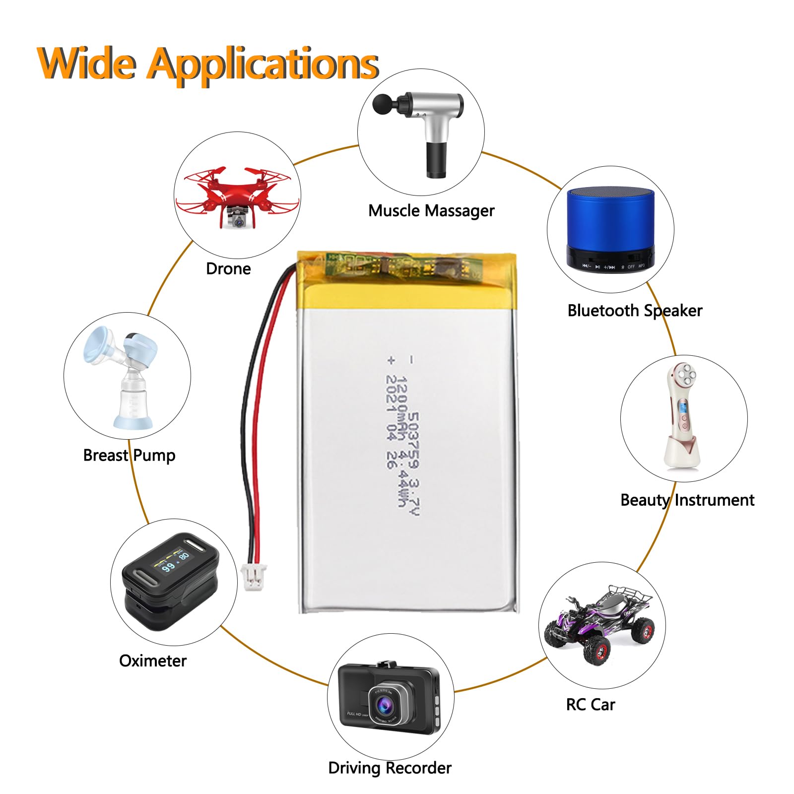 Amazon.co.jp: リチウムポリマーバッテリー 3.7V 1200mAh 503759 Lipo