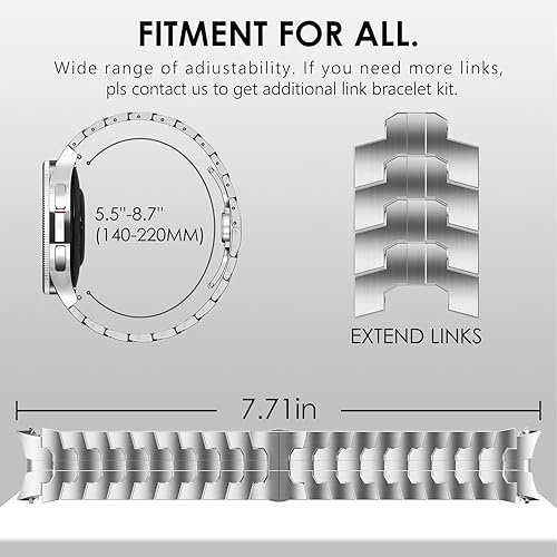 Miniatura 6 de CHANCHY Correa de acero inoxidable para Samsung Galaxy Watch 6, pulsera sin brecha con cierre magnético, correa de metal para Galaxy Watch 5 Pro 5 4