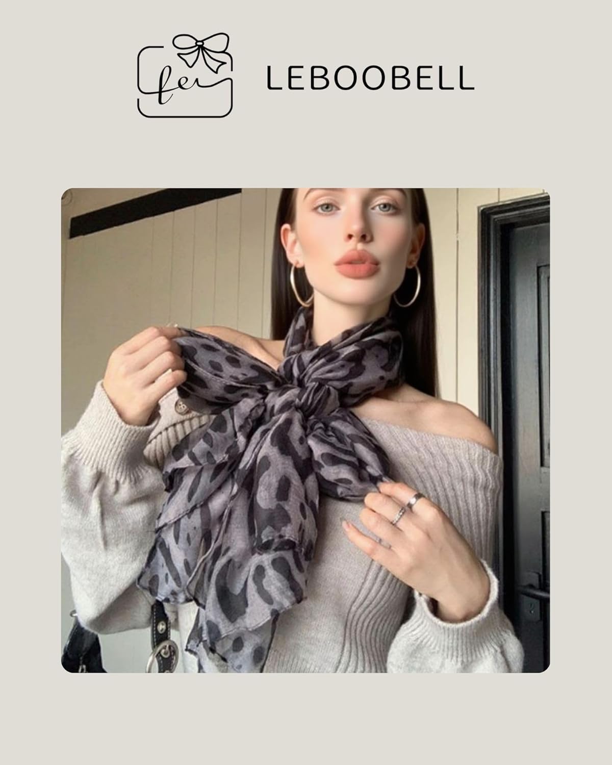 Women's Leopard Print Scarves Lady Lightweight Scarf Soft Sunscreen Shawls Vintage Wrap Shawl - Image 2