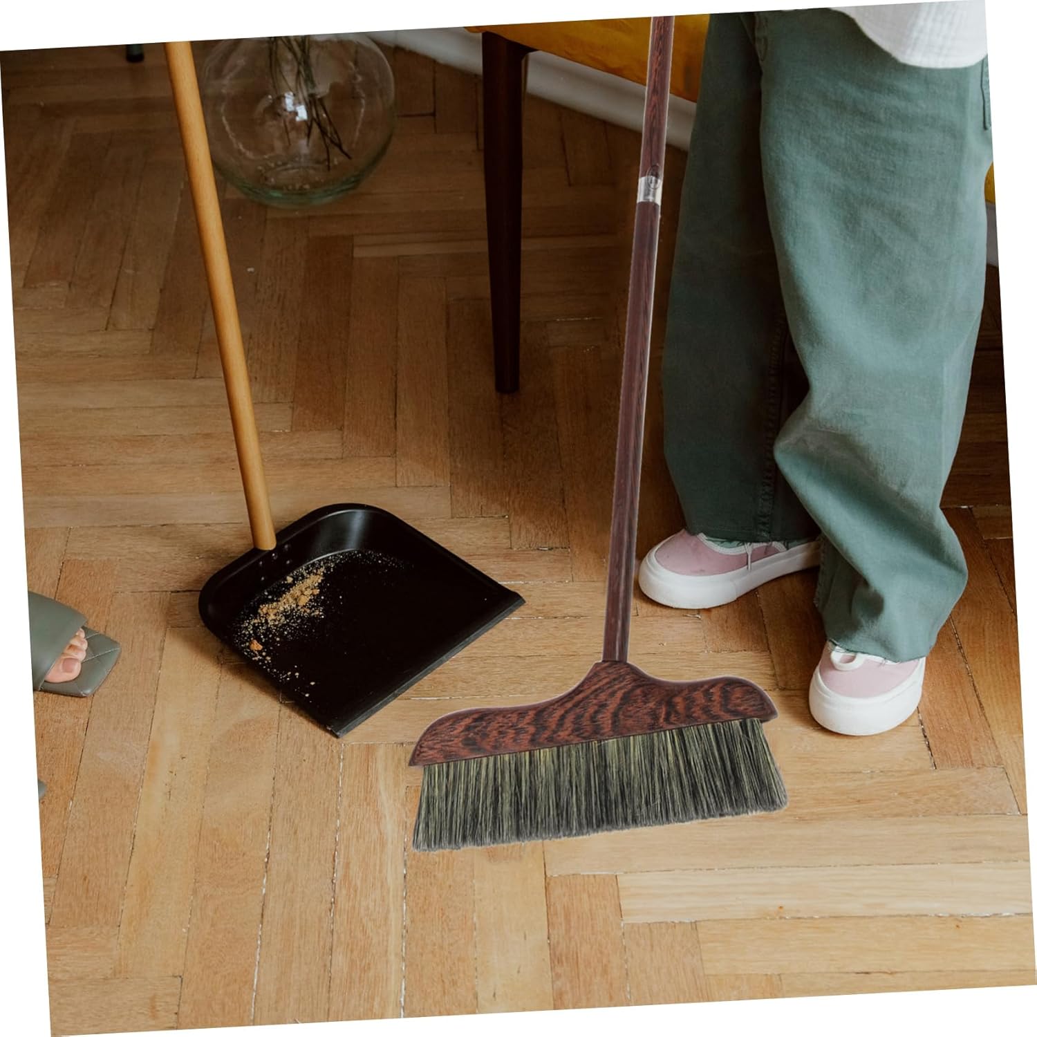 Generic Wood Splicing Broom and Air Grout Solution Scrub Outdoor Broom Heavy Duty Broomstick Floor Wiper Pan Cleaner Cordless Kitchen Mop Cleaning Tools Home Cleaning Device Wooden Coffee