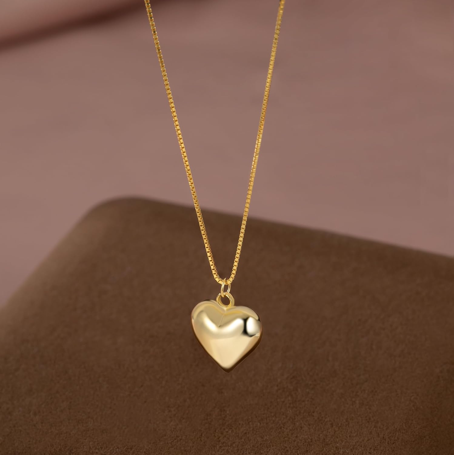 SLUYNZ 925 Sterling Silver Chunky Heart Choker Necklace for Women Teens Puffy Heart Pendant Necklace