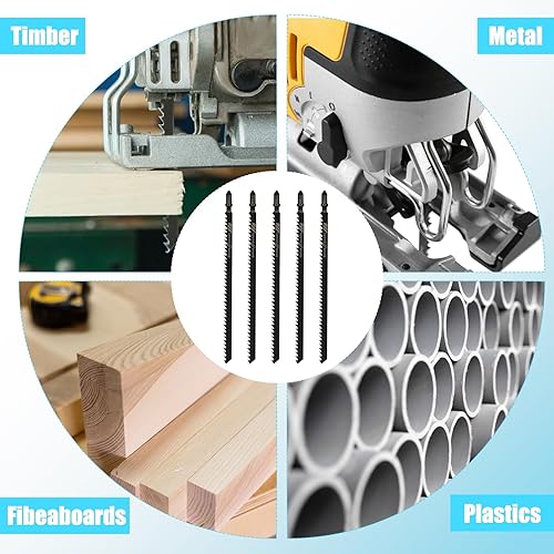 Miniatura 3 de T-Shank - Hojas de sierra de calar para contratistas de madera surtidas de 7 pulgadas, juego de 5 hojas de sierra de calar con vástago en T T744D