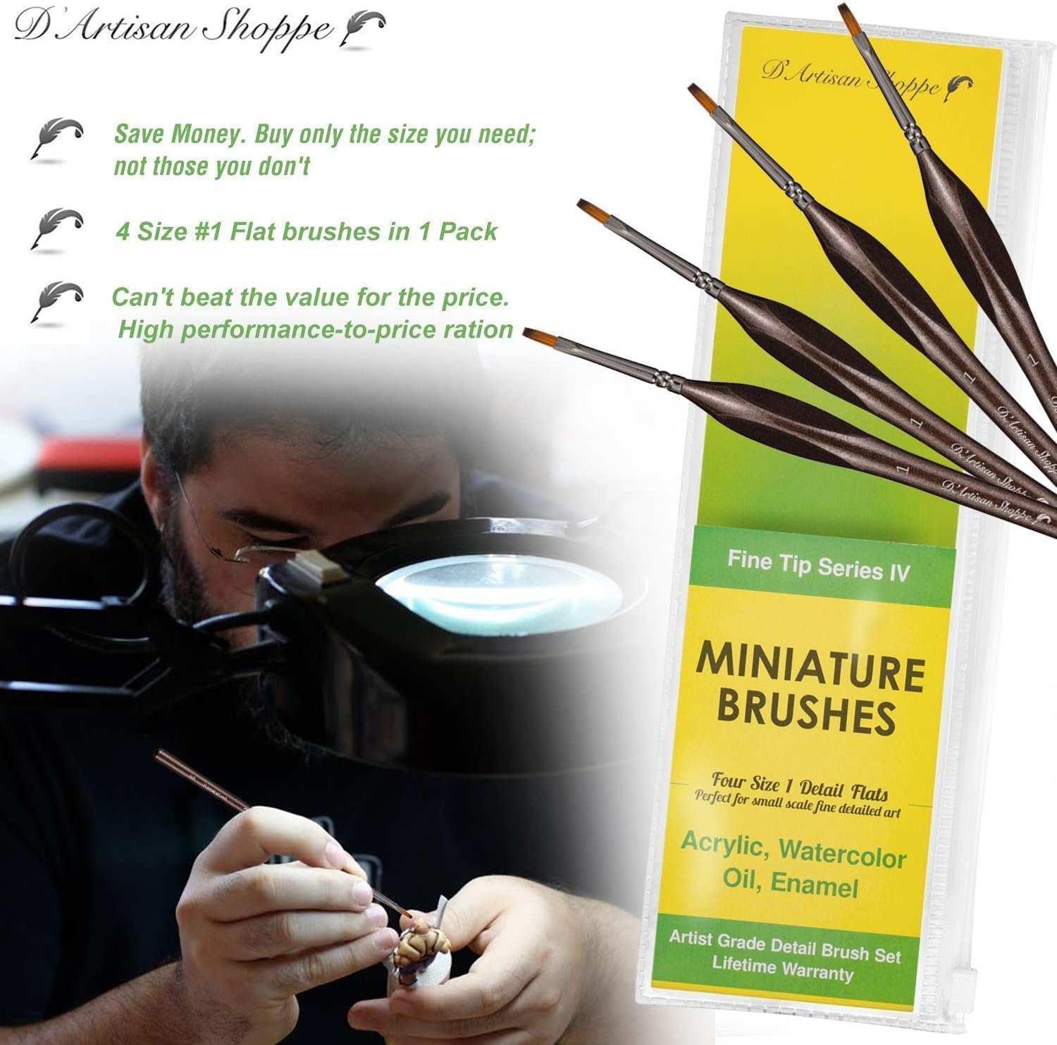 Fine Tip Series Round 000 and Fine Tip Series Flat 1 Bundle Brush Pack