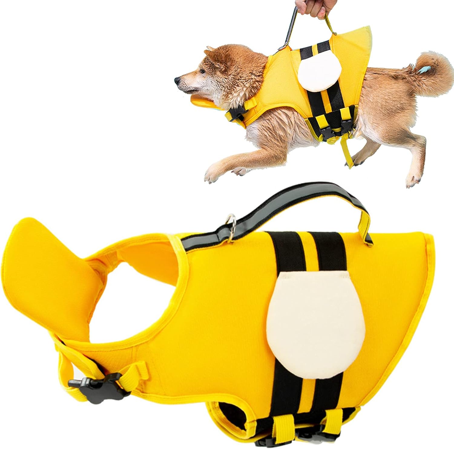 Dog Life Jacket, Pet Life Safety Vest,Ripstop Dog Lifesaver Adjustable Preserver,Dogs Swimming Vest High Flotation Swimsuit for Small Medium Large Dogs for Swimming and Boating