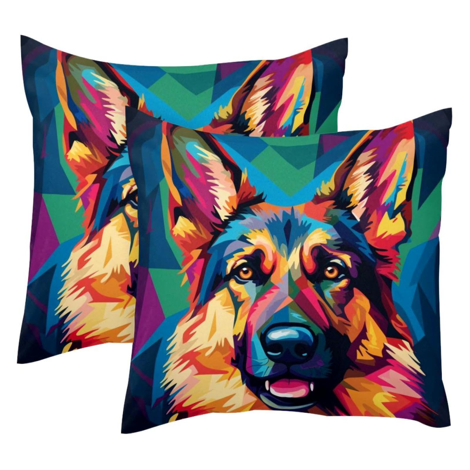 Housse de coussin velours pour canapé terne avec motif chien de berger
