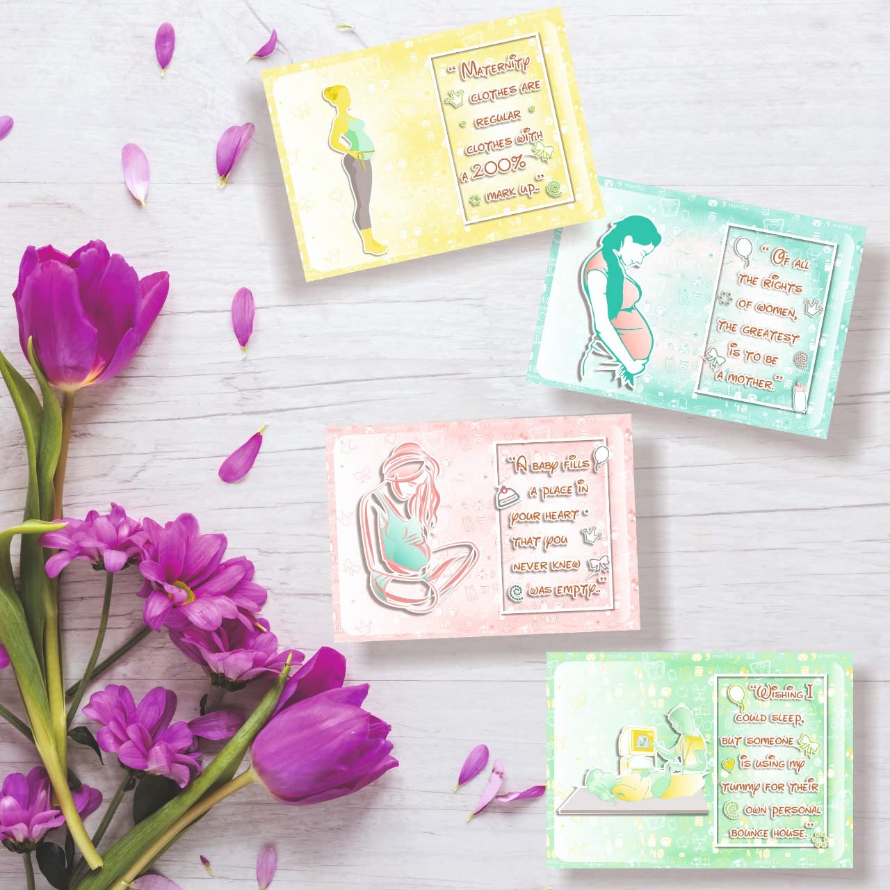 VantageKart Pregnancy Milestone Cards Set of 16 (32 Designs) | Baby Bump & Maternity Photoshoot Props | A5 Size Pregnancy Announcement & Memory Cards for Mom-to-Be 4