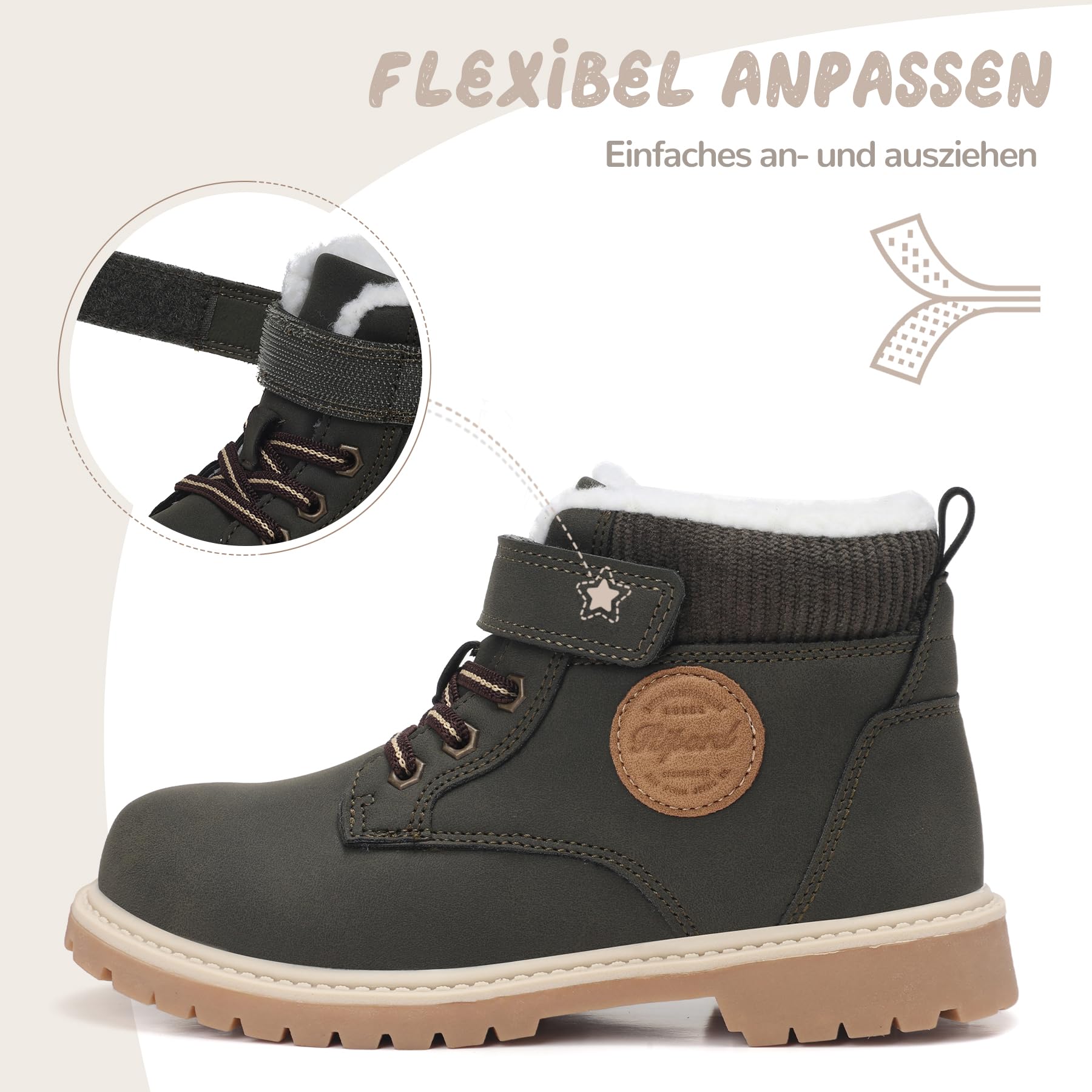 Kinder Winterstiefel Gefüttert Winterschuhe Rutschfest Mädchen Jungen Schneestiefel